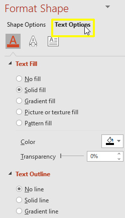 Format Shape - Text Option